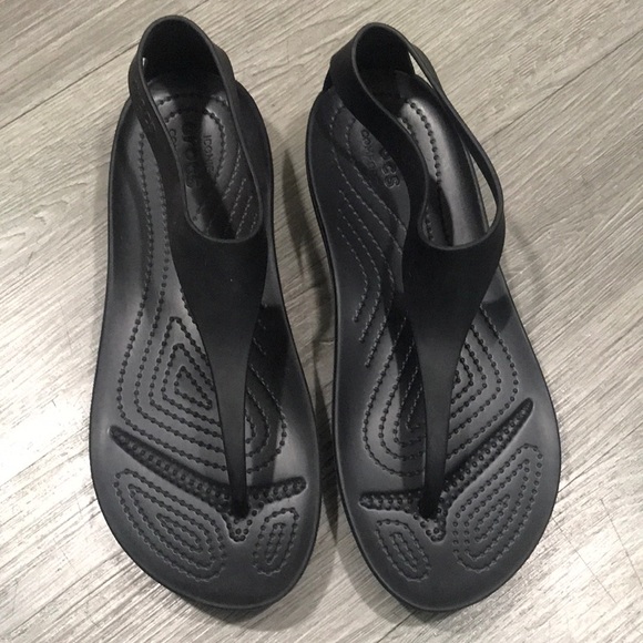 CROCS Shoes Crocs Womens Serena Black Flip Flops Size 8 Poshmark